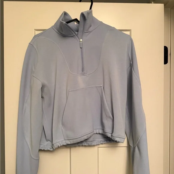 Women's Light Blue Quarter-Zip Top - Picture 1 of 2